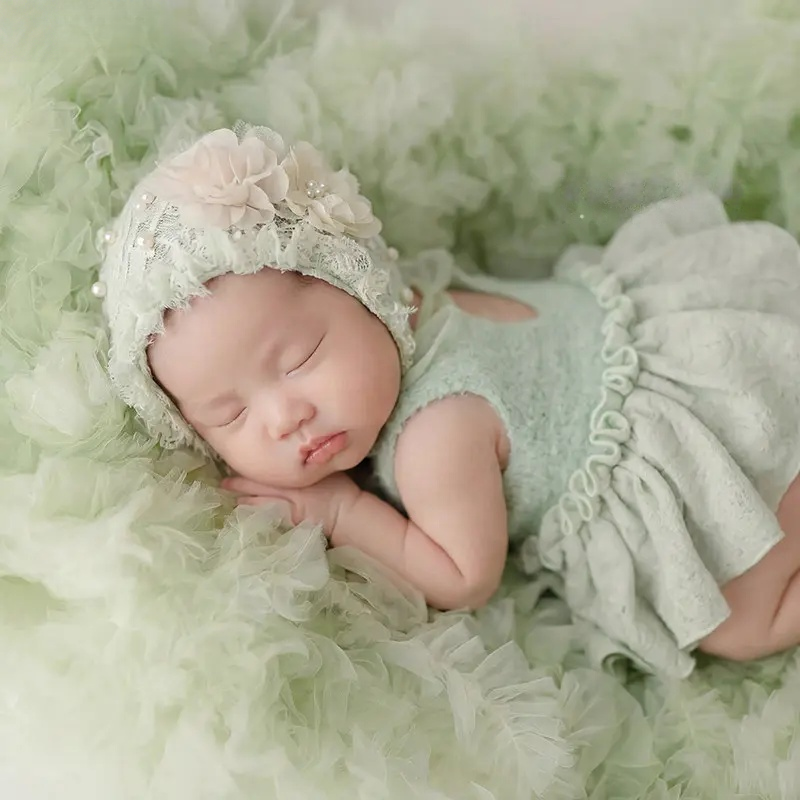 Green Lace Outfit Theme Set - Newborn Photography Props - Image 4